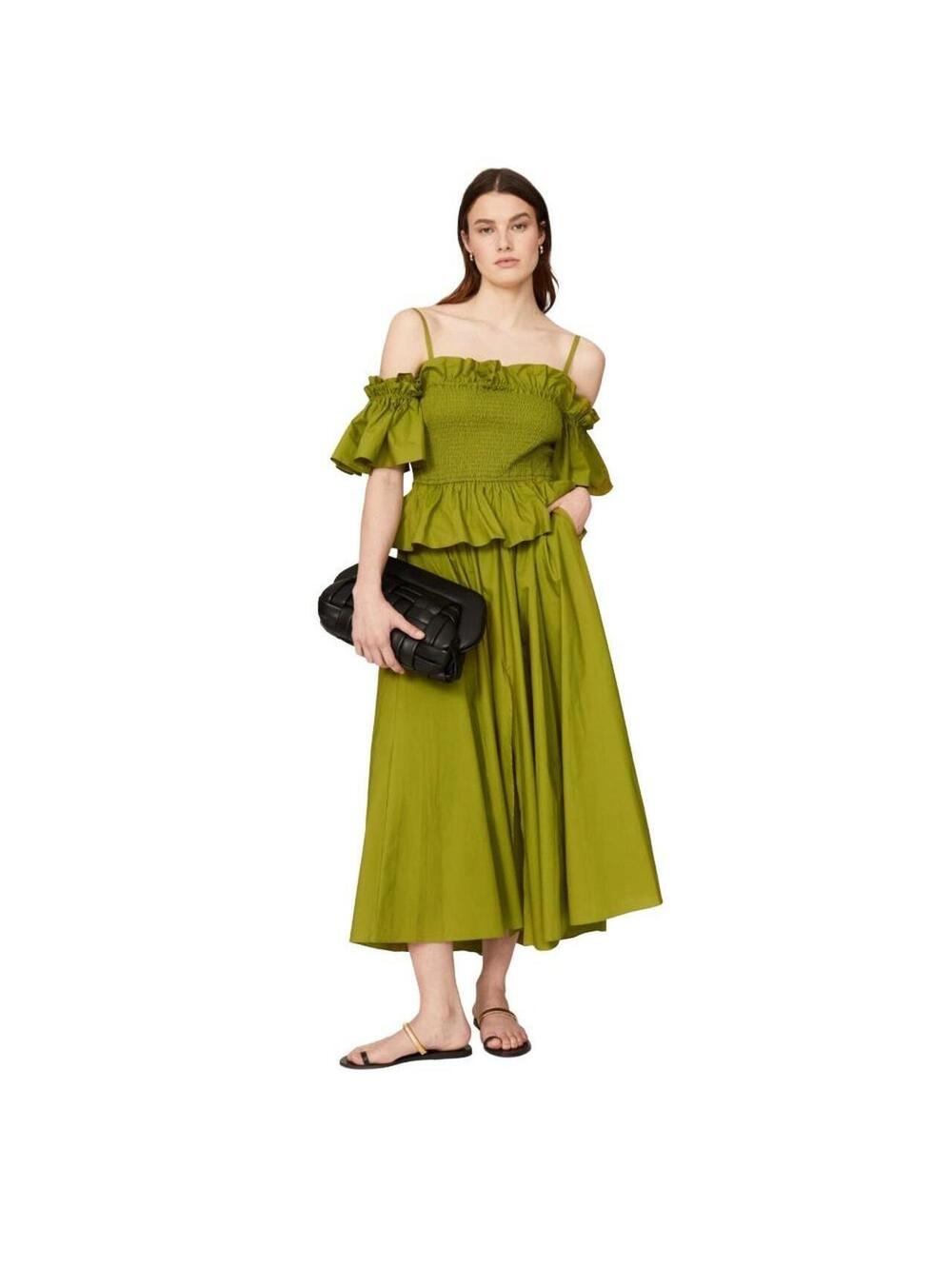 TOCCIN Flounced MIDI Dress